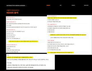 INTERACTIVE MIDEA DESIGN Ⅰ
사용자 RESEARCH
NEEDS 분석
RESEARCH IDEA PERSONA TASK MODEL
 