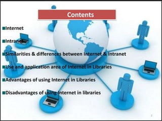 Inernet use and application in library | PPTX