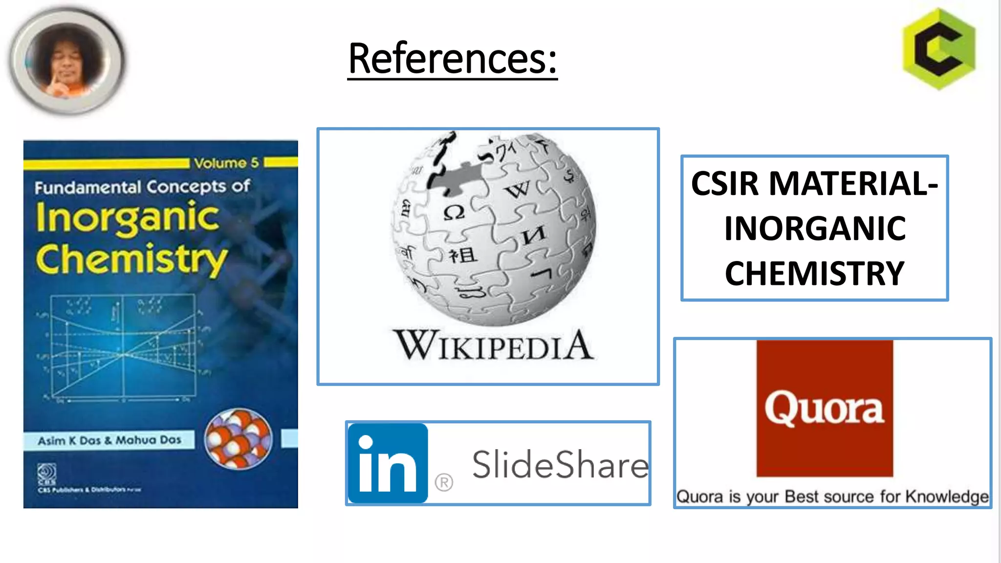 References:
CSIR MATERIAL-
INORGANIC
CHEMISTRY
 