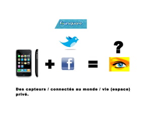 + = ? Des capteurs / connectés au monde / vie (espace) privé. 