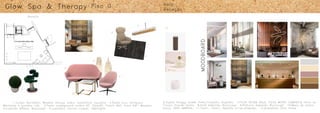 1.Tampo Secretária, Madeira maciça cedro, Carpintaria Sucupira 2.Pedra Lioz, Somarpal
Mármores e granitos Lda. 3.Pedra underground carbon NT, SilverNT, Cream NAT, Snow NAT, Margres,
4.Cadeirão Athena, Boconcept 5.Luminária Carrara Copper, GANTlights
1
2
3
4
5
6
9
11
8
10
7
Glow Spa & Therapy Piso 0
Receção
6.Tapete Shaggy Sadeh Preto/Cinzento, RugVista 7.FICUS NITIDA BOLA, FICUS MICRO COMPACTA Horto do
Campo Grande-Sintra 8.Sofá Adelaide, Boconcept 9.Poltrona Adelaide, Boconcept 10.Mesa de centro
baixa, GARY MARIONI 11.Tank1, Tank2, Nebulite In-es.artdesign 12.Acessórios Zara Home
MOODBOARD
12
Âtrio
Receção
 