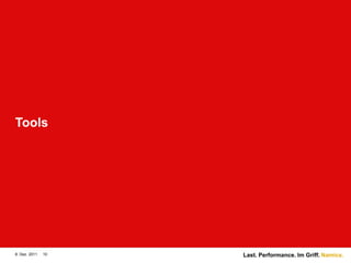 Tools




8. Dez. 2011   10   Last. Performance. Im Griff. Namics.
 