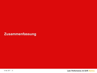 Zusammenfassung




8. Dez. 2011   31   Last. Performance. Im Griff. Namics.
 