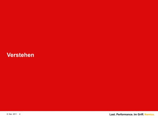 Verstehen




8. Dez. 2011   4   Last. Performance. Im Griff. Namics.
 