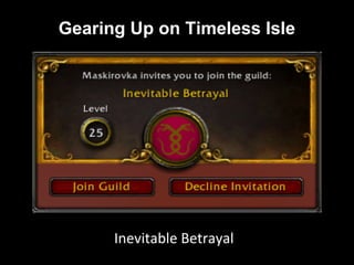Gearing Up on Timeless Isle
Inevitable Betrayal
 
