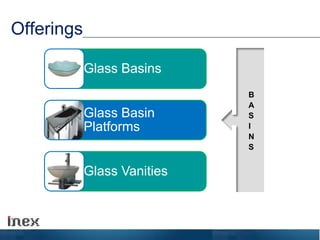 Offerings
Glass Basins
Glass Basin
Platforms
Glass Vanities
B
A
S
I
N
S
 