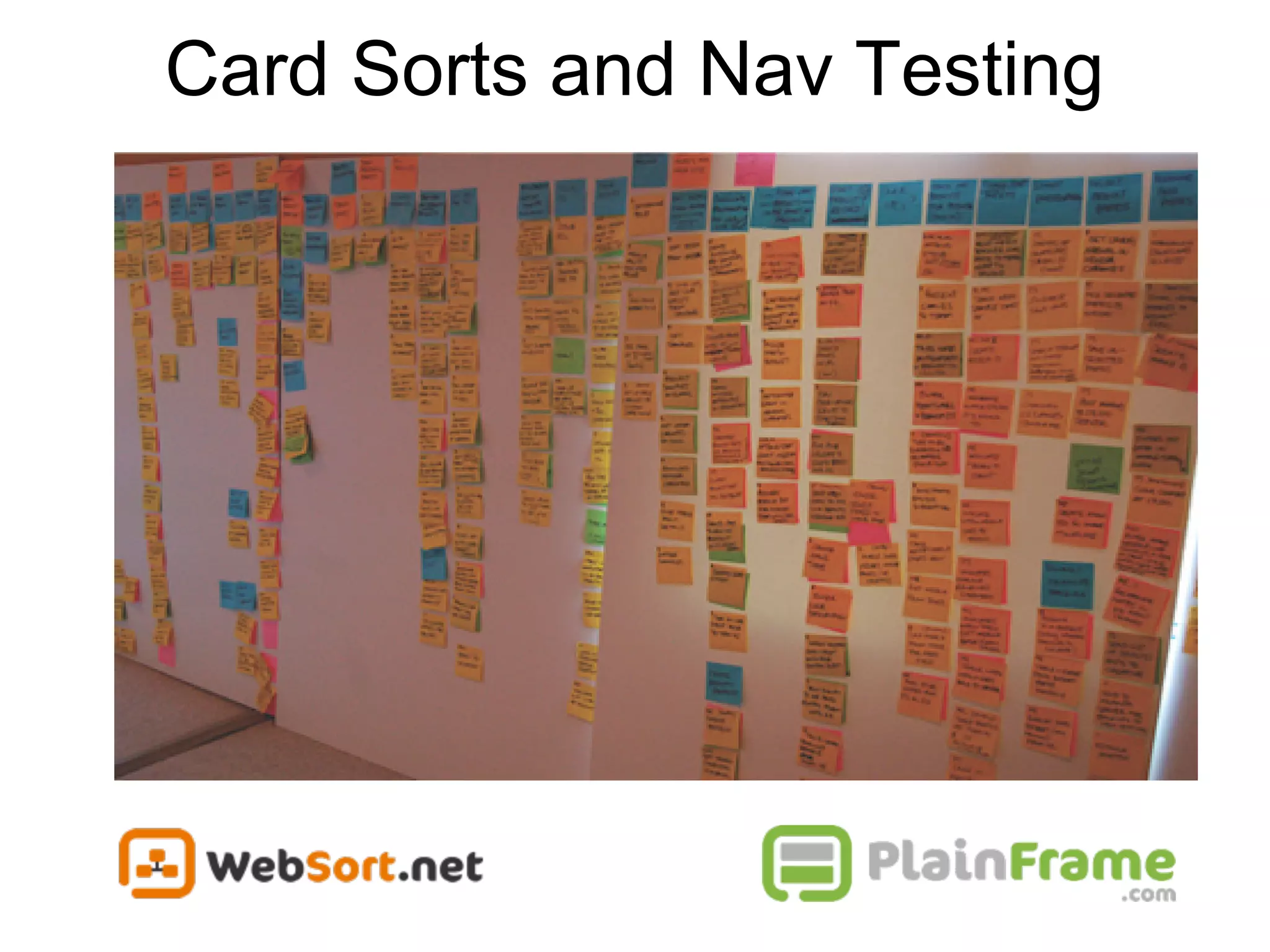 Card Sorts and Nav Testing
 
