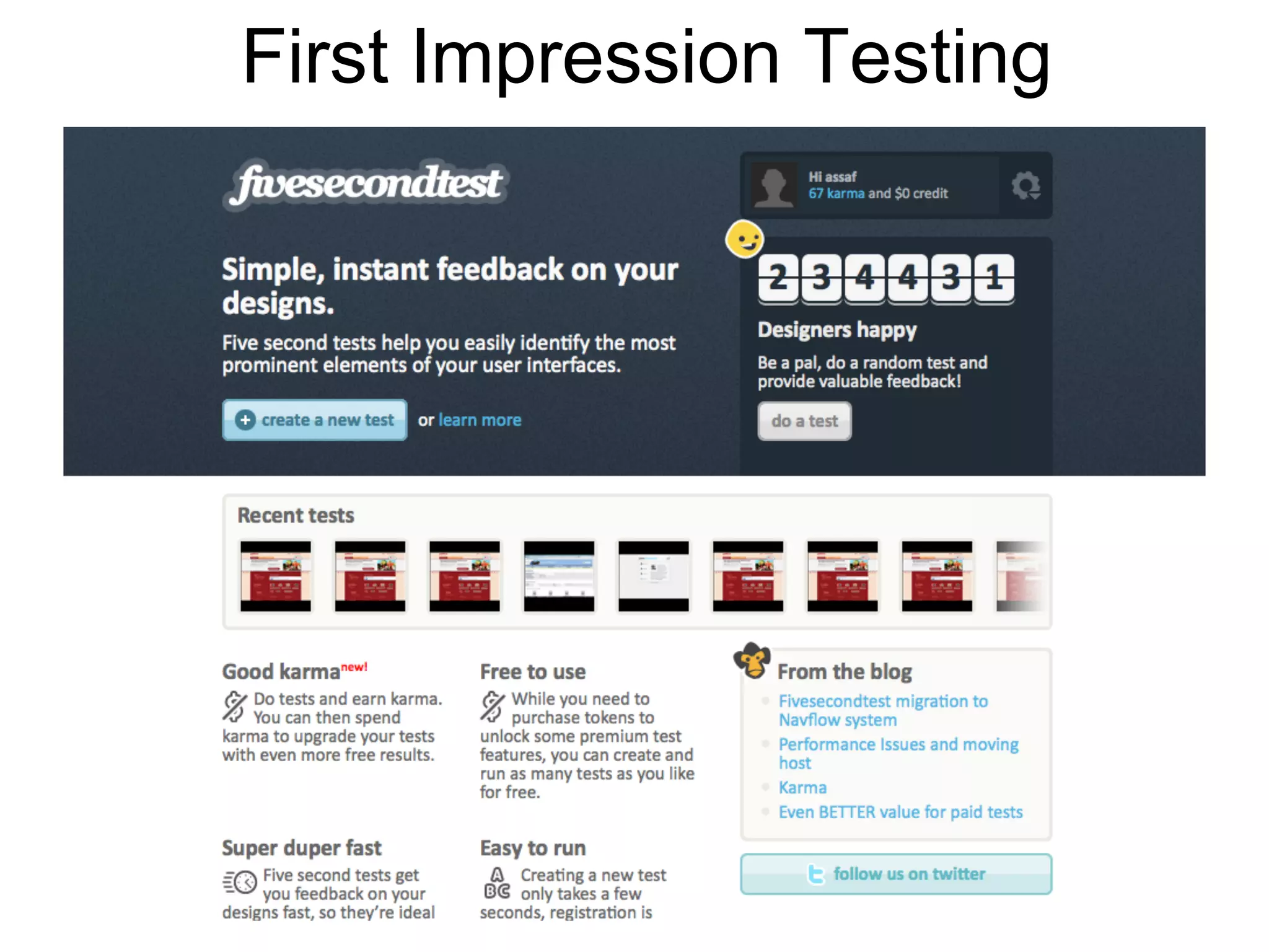 First Impression Testing
 