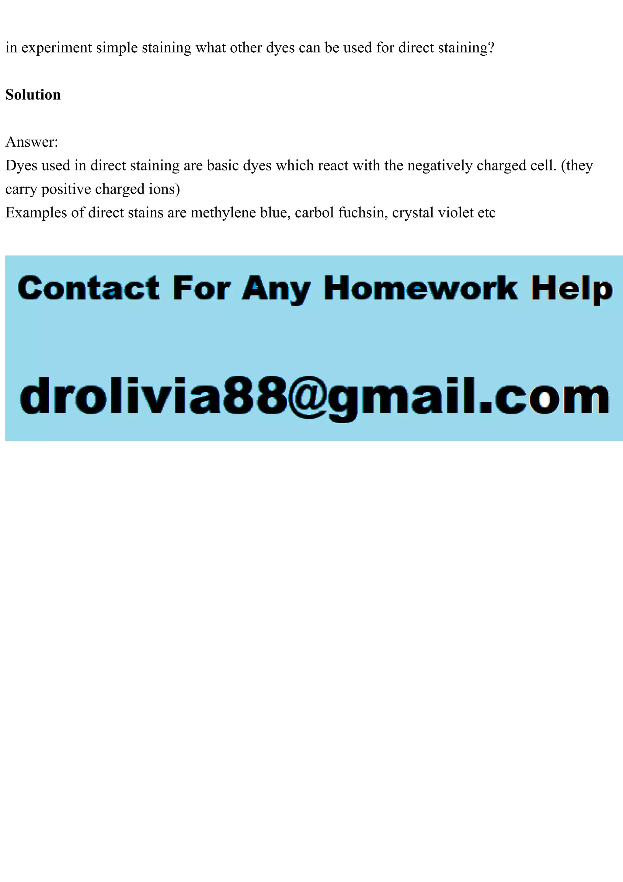 in experiment simple staining what other dyes can be used for direct.pdf