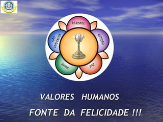 VALORES HUMANOS
FONTE DA FELICIDADE !!!
 