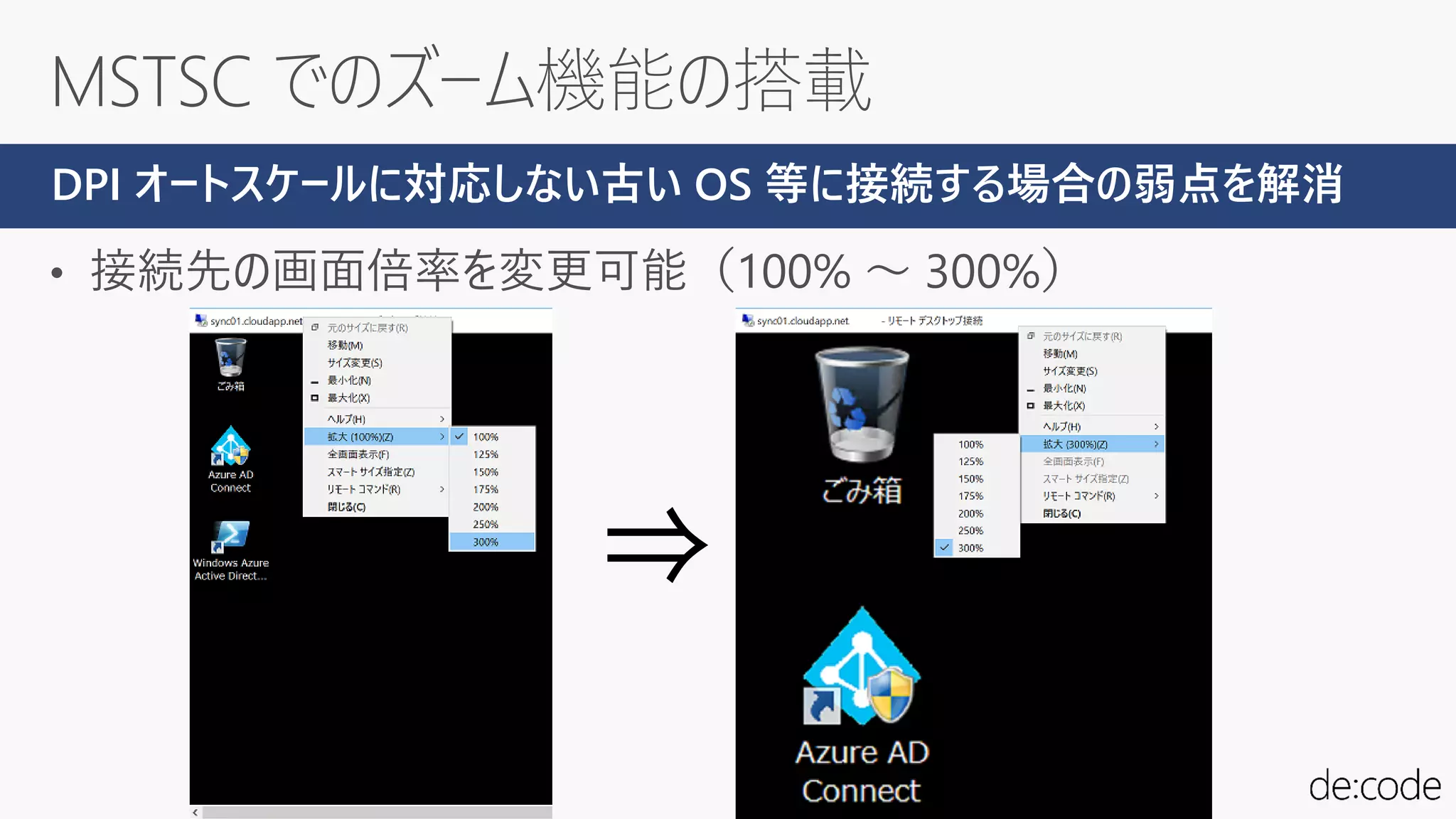 ⇒
DPI オートスケールに対応しない古い OS 等に接続する場合の弱点を解消
 