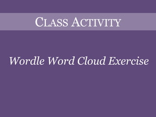 Class ActivityWordle Word Cloud Exercise