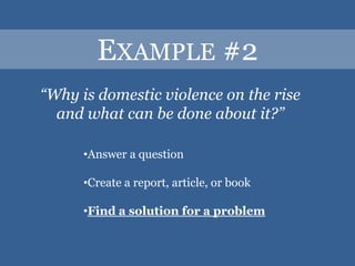 Find a solution for a problemExample #1“What is the quality of life for people living with kidney disease?”Answer a question