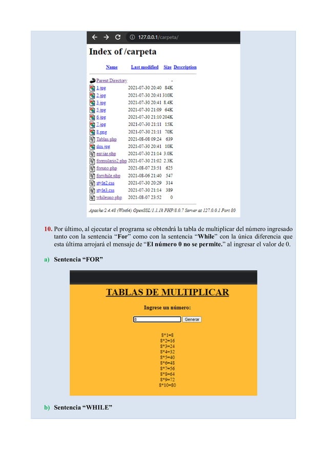 Inf 15 (while y for) tablas de multiplicar PDF