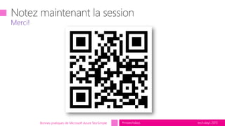 tech.days 2015#mstechdays
Merci!
Bonnes pratiques de Microsoft Azure StorSimple
 