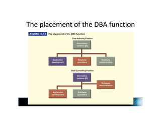The placement of the DBA function
 