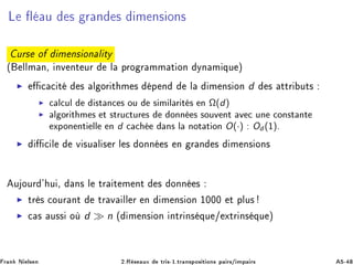 Ä Ù × Ö Ò × Ñ Ò× ÓÒ×
ÙÖ× Ó Ñ Ò× ÓÒ Ð ØÝ
´ ÐÐÑ Ò¸ ÒÚ ÒØ ÙÖ Ð ÔÖÓ Ö ÑÑ Ø ÓÒ ÝÒ Ñ ÕÙ µ
◮ 
 
 Ø × Ð ÓÖ Ø Ñ × Ô Ò Ð Ñ Ò× ÓÒ d × ØØÖ ÙØ×
◮ 
 Ð
ÙÐ ×Ø Ò
 × ÓÙ × Ñ Ð Ö Ø × Ò Ω(d)
◮ Ð ÓÖ Ø Ñ × Ø ×ØÖÙ
ØÙÖ × ÓÒÒ × ×ÓÙÚ ÒØ Ú 
 ÙÒ 
ÓÒ×Ø ÒØ
ÜÔÓÒ ÒØ ÐÐ Ò d 
 
 Ò× Ð ÒÓØ Ø ÓÒ O(·) Od (½)º
◮ 
 Ð Ú ×Ù Ð × Ö Ð × ÓÒÒ × Ò Ö Ò × Ñ Ò× ÓÒ×
Ù ÓÙÖ ³ Ù ¸ Ò× Ð ØÖ Ø Ñ ÒØ × ÓÒÒ ×
◮ ØÖ × 
ÓÙÖ ÒØ ØÖ Ú ÐÐ Ö Ò Ñ Ò× ÓÒ ½¼¼¼ Ø ÔÐÙ×
◮ 
 × Ù×× Ó d ≫ n ´ Ñ Ò× ÓÒ ÒØÖ Ò× ÕÙ » ÜØÖ Ò× ÕÙ µ
Ö Ò Æ Ð× Ò ¾ºÊ × ÙÜ ØÖ ×¹½ºØÖ Ò×ÔÓ× Ø ÓÒ× Ô Ö×» ÑÔ Ö× ¹
 