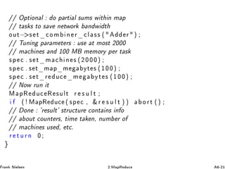 »» ÇÔØ ÓÒ Ð Ó Ô ÖØ Ð ×ÙÑ× Û Ø Ò Ñ Ô
»» Ø × × ØÓ × Ú Ò ØÛÓÖ Ò Û Ø
ÓÙØ− × Ø 
 Ó Ñ Ò Ö 
 Ð × × ´ Ö µ
»» ÌÙÒ Ò Ô Ö Ñ Ø Ö× Ù× Ø ÑÓ×Ø ¾¼¼¼
»» Ñ 
 Ò × Ò ½¼¼ Å Ñ ÑÓÖÝ Ô Ö Ø ×
× Ô 
 º × Ø Ñ 
 Ò × ´ ¾ ¼ ¼ ¼ µ
× Ô 
 º × Ø Ñ Ô Ñ ÝØ × ´ ½ ¼ ¼ µ
× Ô 
 º × Ø Ö Ù
 Ñ Ý Ø × ´ ½ ¼ ¼ µ
»» ÆÓÛ ÖÙÒ Ø
Å Ô Ê Ù
 Ê × ÙÐØ Ö × Ù Ð Ø
´ Å ÔÊ Ù
 ´ × Ô 
 ¸ ² Ö × Ù Ð Ø µ µ Ó Ö Ø ´ µ
»» ÓÒ ³Ö ×ÙÐØ³ ×ØÖÙ
ØÙÖ 
ÓÒØ Ò× Ò Ó
»» ÓÙØ 
ÓÙÒØ Ö×¸ Ø Ñ Ø Ò¸ ÒÙÑ Ö Ó
»» Ñ 
 Ò × Ù× ¸ Ø
º
Ö Ø Ù Ö Ò ¼
Ö Ò Æ Ð× Ò ¾ºÅ ÔÊ Ù
 ¹¾½
 