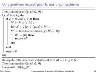 ÍÒ Ð ÓÖ Ø Ñ Ö 
ÙÖ× ÔÓÙÖ Ð Ø ×Ø ³ ×ÓÑÓÖÔ ×Ñ
Ì ×Ø Á×ÓÑÓÖÔ ×Ñ (g, M, G, H)
ÓÖ ÐÐ hi ∈ Hv Ó
g ∈ M Ò hi ∈ M Ø Ò
M′ ← M ∪ (g, hi )
ËÓ Ø g′ ∈ G{gi | (gi , x) ∈ M}
M′′ = Ì ×Ø Á×ÓÑÓÖÔ ×Ñ (g′, M′, G, H)
|M′′| = |G| Ø Ò
Ö ØÙÖÒ M′′
Ò
Ò
Ö ØÙÖÒ ∅
Ò
ÇÒ ÔÔ ÐÐ 
 ØØ ÔÖÓ
 ÙÖ Ò Ø Ð Ñ ÒØ Ú 
 M = ∅ Ø g ∈ G
Ì ×Ø Á×ÓÑÓÖÔ ×Ñ (g, M, G, H)
ÓÑÔÐ Ü Ø O(dÑ Ü!n)
Ö Ò Æ Ð× Ò ¿º ×ÓÑÓÖÔ ×Ñ × Ö Ô ×¹¿º Ð ÓÖ Ø Ñ × ÒÙÑ Ö Ø ×
 