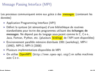 Å ×× È ×× Ò ÁÒØ Ö ´ÅÈÁµ
Ä × ÔÖÓ ××Ù× ÓÑÑÙÒ ÕÙ ÒØ ÒØÖ ÙÜ Ö × Ñ ×× × ´ ÓÒØ Ò ÒØ Ð ×
ÓÒÒ ×µ
ÔÔÐ Ø ÓÒ ÈÖÓ Ö ÑÑ Ò ÁÒØ Ö ´ ÈÁµ
Ò Ø Ð ×ÝÒØ Ü ´ Ø × Ñ ÒØ ÕÙ µ ³ÙÒ Ð ÓØ ÕÙ ÖÓÙØ Ò ×
×Ø Ò Ö × × ÔÓÙÖ Ö Ö × ÔÖÓ Ö ÑÑ × ÙØ Ð × ÒØ × Ò ×
Ñ ×× ×º Æ Ô Ò Ô × Ù Ð Ò ×ÓÙ×¹ ÒØ ÓÑÑ Ð ¸ ··¸
Â Ú ¸ ÓÖØÖ Ò¸ ÈÝØ ÓÒ¸ Ø º ´ÔÐÙ× ÙÖ× Ò Ò × Ð³ ÈÁ ×ÓÒØ ×ÔÓÒ Ð ×µ
ÒÚ ÖÓÒÒ Ñ ÒØ Ô Ö ÐÐ Ð Ñ ÑÓ Ö ×ØÖ Ù ½ ½ ´ÛÓÖ × ÓÔµ¸ ÅÈÁ¹Á
´½ ¾µ¸ ÅÈÁ¹¾¸ ÅÈÁ¹¿ ´¾¼¼ µ
ÈÐÙ× ÙÖ× ÑÔÐ Ñ ÒØ Ø ÓÒ× ×ÔÓÒ Ð × ÅÈÁ
ÇÒ ÙØ Ð × ÇÔ ÒÅÈÁ ´ ØØÔ »»ÛÛÛºÓÔ Ò¹ÑÔ ºÓÖ »µ Ò × ÐÐ × Ñ Ò ×
Ú ··º
 