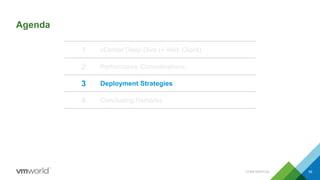 Agenda
1 vCenter Deep Dive (+ Web Client)
2 Performance Considerations
3 Deployment Strategies
4 Concluding Remarks
CONFIDENTIAL 56
 