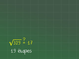 ?
√329 = 17
19 étapes

 