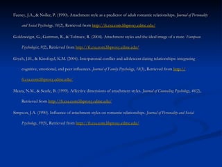 Infant Attachment Styles In Relation To Adult Romantic | PPT