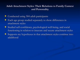 Infant Attachment Styles In Relation To Adult Romantic | PPT