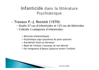   Travaux   de P. Scherrer (1974):

   •  Etudie l’infanticide par passivité (incurie ou omission
      de soin) ainsi qu...