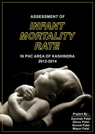 Darshak Patel
Dhruv Patel
Krunal Patel
Mayur Patel
Project By :
INFANT
MORTALITY
RATE
INFANTINFANT
MORTALITYMORTALITY
RATERATE
INFANT
MORTALITY
RATE
ASSESSMENT OF
IN PHC AREA OF KASHINDRA
2012-2014
 