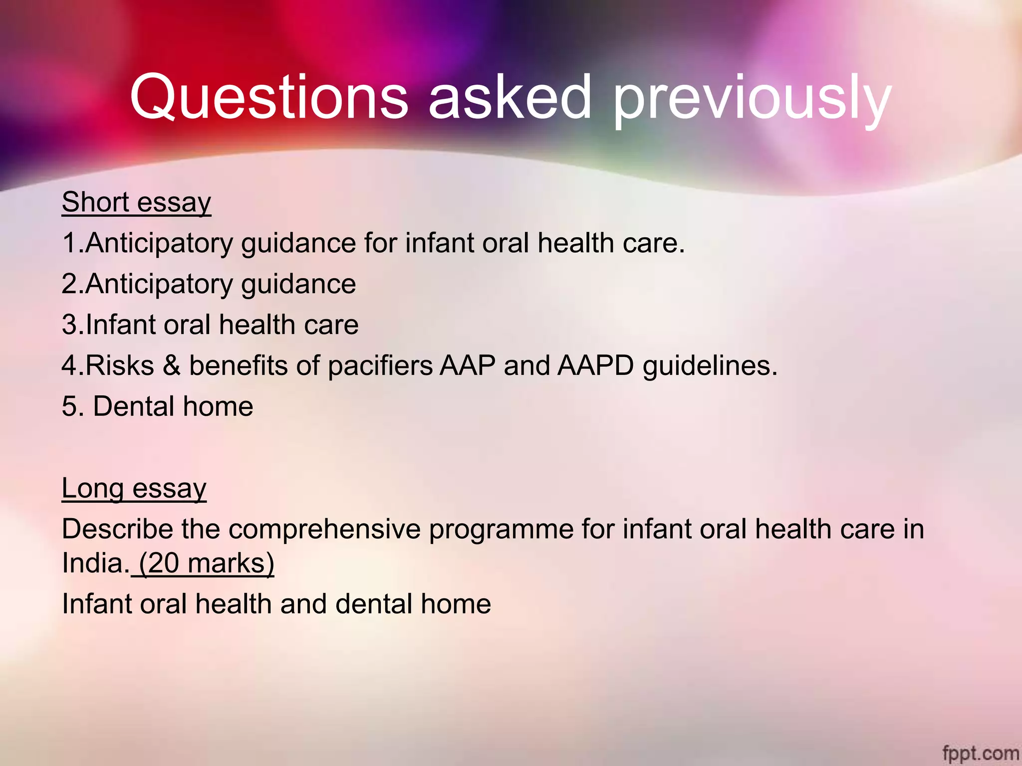 Infant oral health care | PPTX