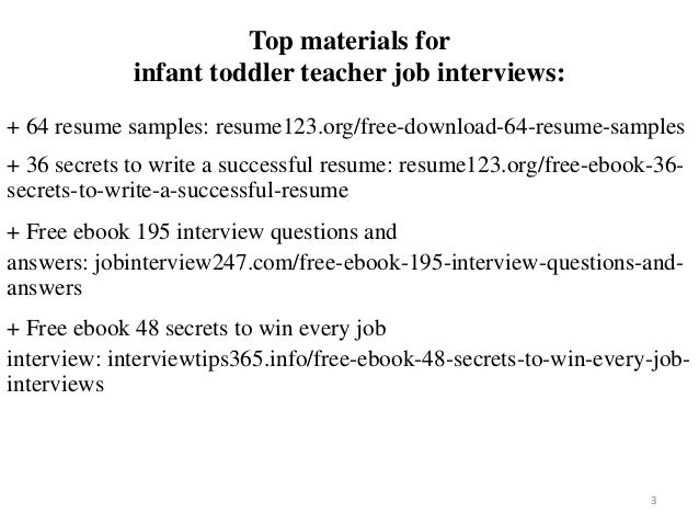 Infant Toddler Teacher Resume Sample Pdf Ebook Free Download