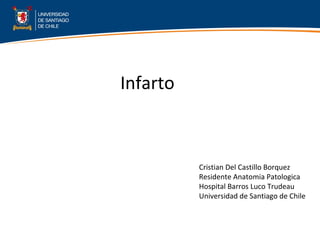 Infarto
Cristian Del Castillo Borquez
Residente Anatomia Patologica
Hospital Barros Luco Trudeau
Universidad de Santiago de Chile
 