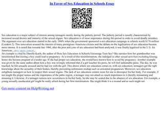 In Favor Of Sex Education In Schools Essay | PPT