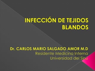 INFECCIÓN DE TEJIDOS BLANDOS Dr. CARLOS MARIO SALGADO AMOR M.D Residente Medicina Interna Universidad del Sinú 