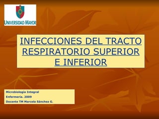INFECCIONES DEL TRACTO RESPIRATORIO SUPERIOR E INFERIOR Microbiología Integral Enfermería. 2009 Docente TM Marcela Sánchez G. 