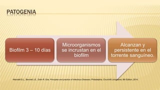 PATOGENIA
•Mandell G.L., Bennett J.E., Dolin R. Eds. Principles and practice of Infectious Diseases. Philadelphia. Churchill Livingstone. 8th Edition, 2014.
 