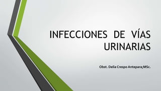 INFECCIONES DE VÍAS
URINARIAS
Obst. Delia Crespo Antepara;MSc.
 
