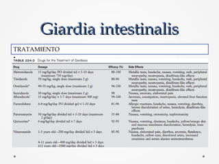 Giardia intestinalisGiardia intestinalis
TRATAMIENTO
•
 