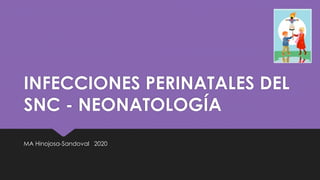 INFECCIONES PERINATALES DEL
SNC - NEONATOLOGÍA
MA Hinojosa-Sandoval 2020
 
