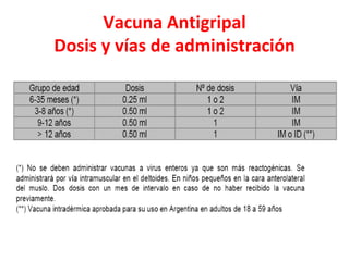 Vacuna Antigripal
Dosis y vías de administración
 