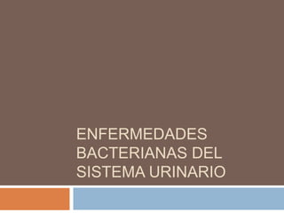 ENFERMEDADES
BACTERIANAS DEL
SISTEMA URINARIO

 