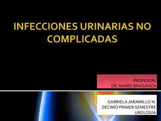 GABRIELA JARAMILLO N.
DECIMO PRIMER SEMESTRE
UROLOGÍA
PROFESOR:
DR. MARIO BRAGANZA
PROFESOR:
DR. MARIO BRAGANZA
 
