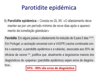 Parotidite epidémica
tico.
97% - 99% são erros de diagnóstico
 