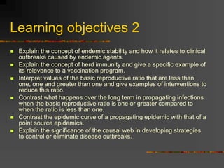 Learning objectives 2
 Explain the concept of endemic stability and how it relates to clinical
outbreaks caused by endemi...