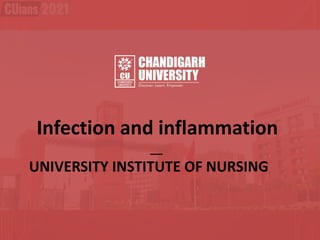 Infection and inflammation
UNIVERSITY INSTITUTE OF NURSING
 