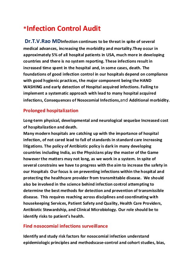Infection control audit