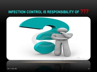 INFECTION CONTROL IS RESPONSIBILITY OF ???
DR.T.V.RAO MD 31
 