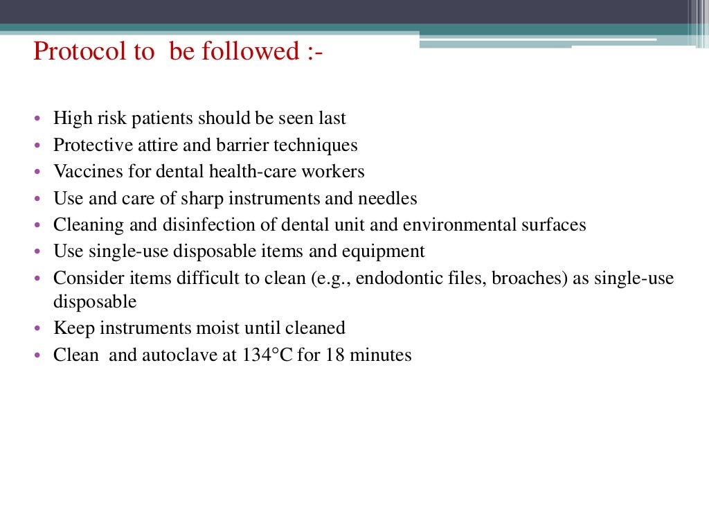 Infection control in conservative dentistry & endodontics with