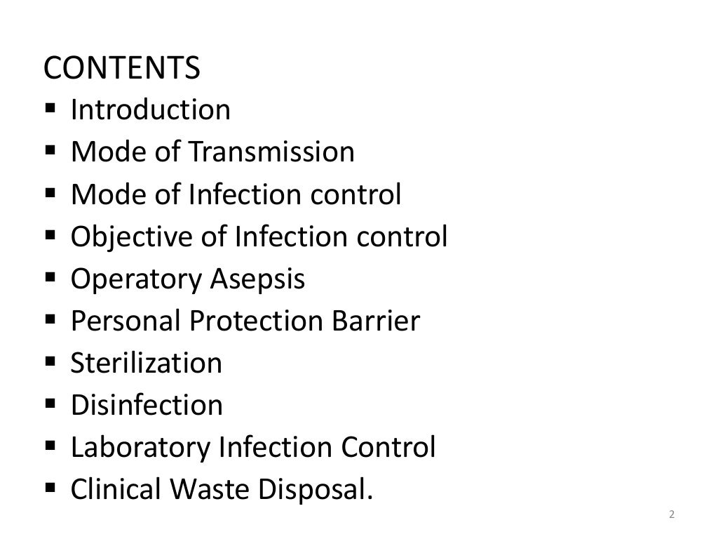Infection control in dentistry